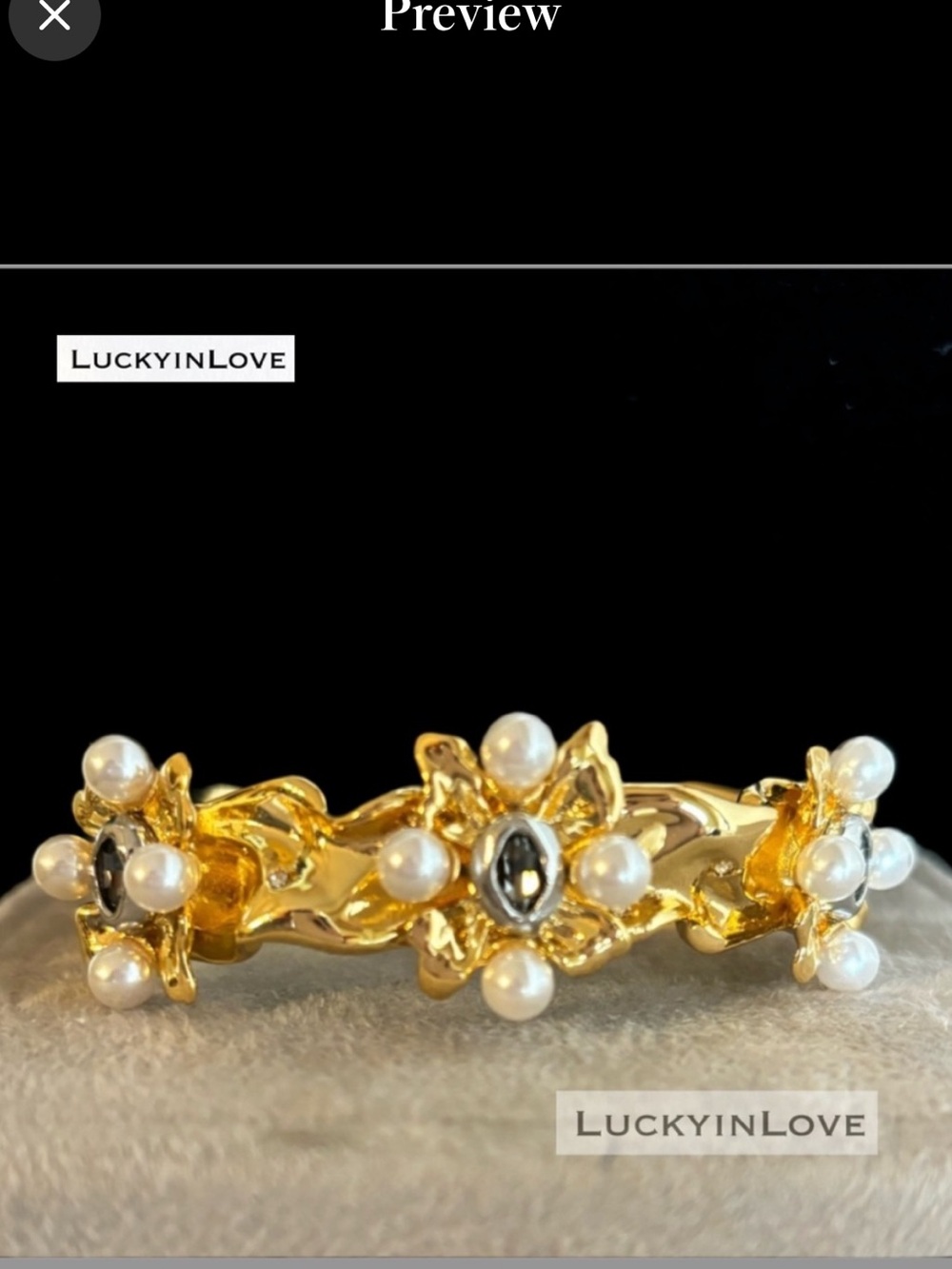 ALEXIS BITTAR • Gold Byzantine Pearl Flower Crumpled Cuff Bracelet